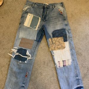 brand new free people patchwork jeans